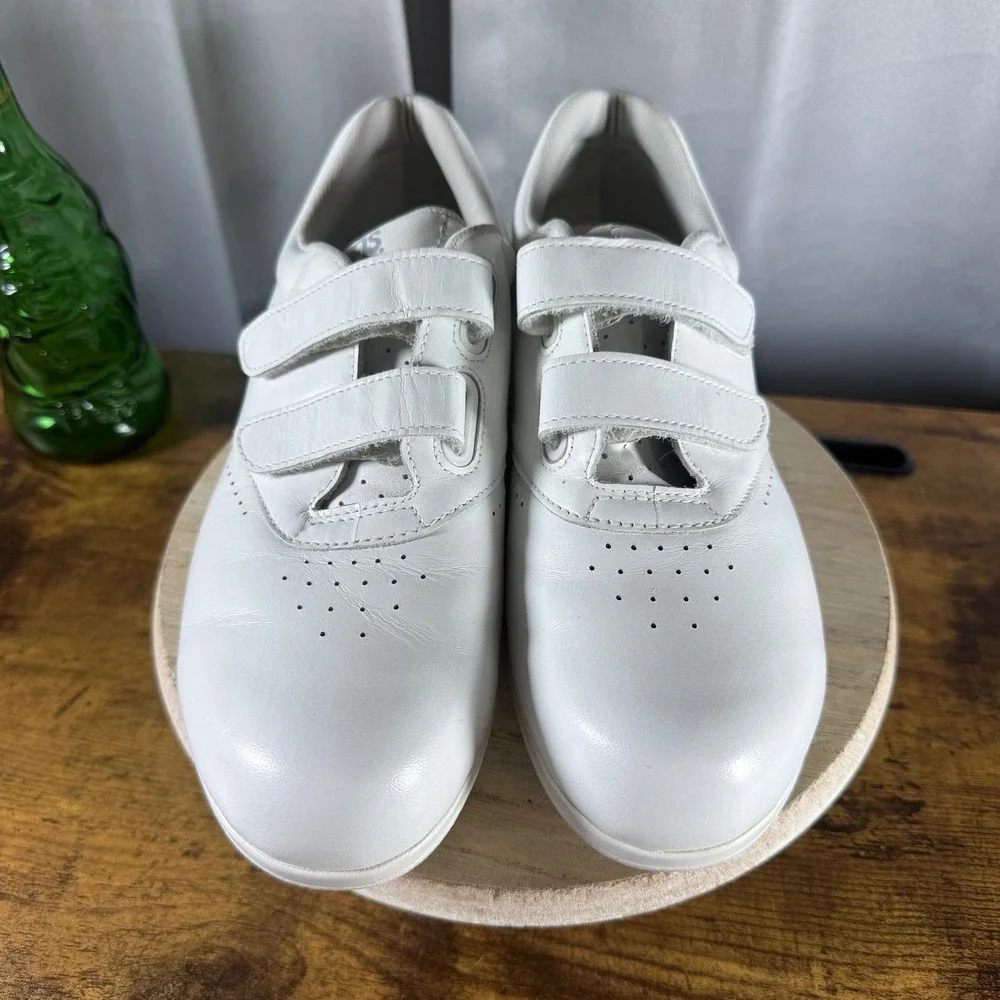 SAS Me Too Walking Shoes Womens 8 M White Comfort Hook Loop Leather Orthopedic